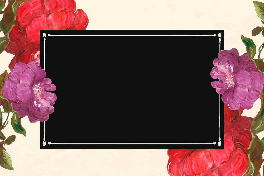 Floral frame background, botanical design vector, remixed from original artworks by Pierre Joseph Redout&eacute;