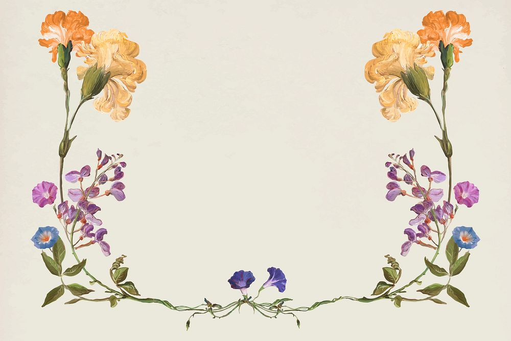 Flower border background, vintage botanical design vector, remixed from original artworks by Pierre Joseph Redouté