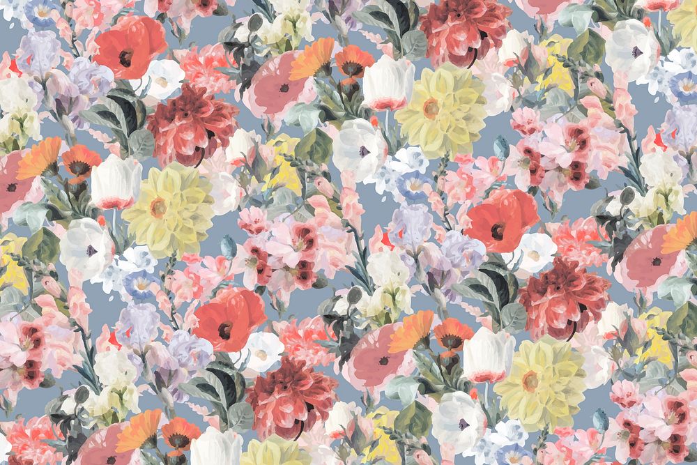 Vintage flower pattern background, botanical design vector, remixed from original artworks by Pierre Joseph Redout&eacute;