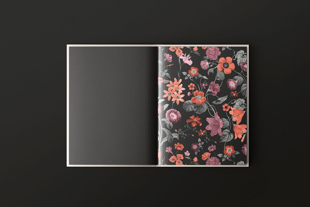 Vintage floral book, flat lay photography, remix from the artworks of Pierre Joseph Redout&eacute;