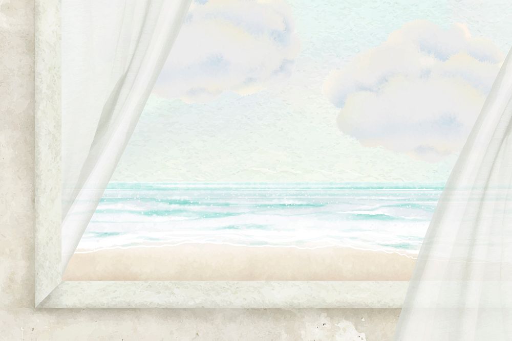 Seaview window background, simple illustration vector