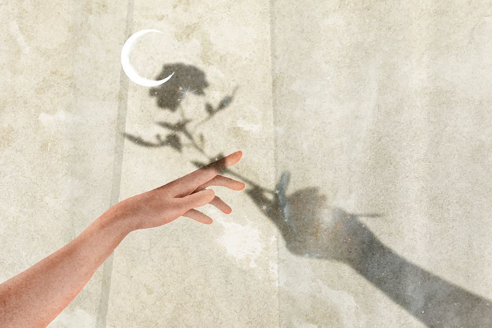 Aesthetic shadow hand background, flower design vector