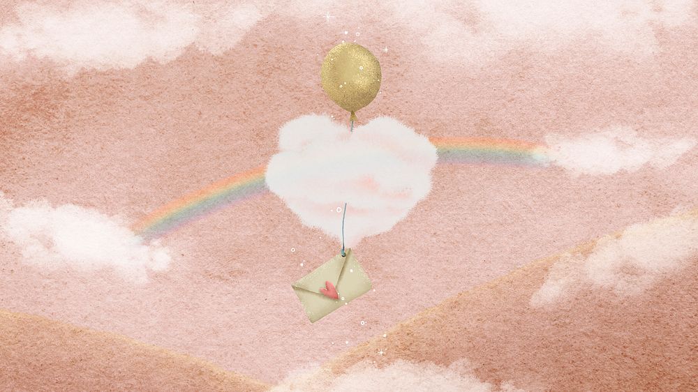 Pastel cloud computer wallpaper, simple illustration HD background 