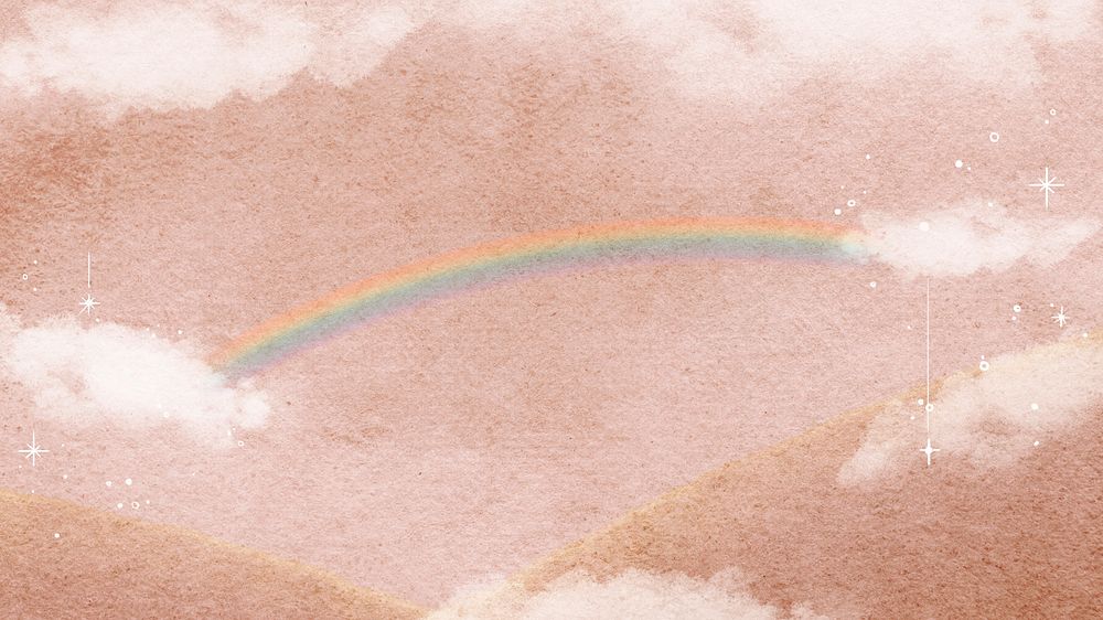 Pastel rainbow desktop wallpaper, simple illustration HD background 