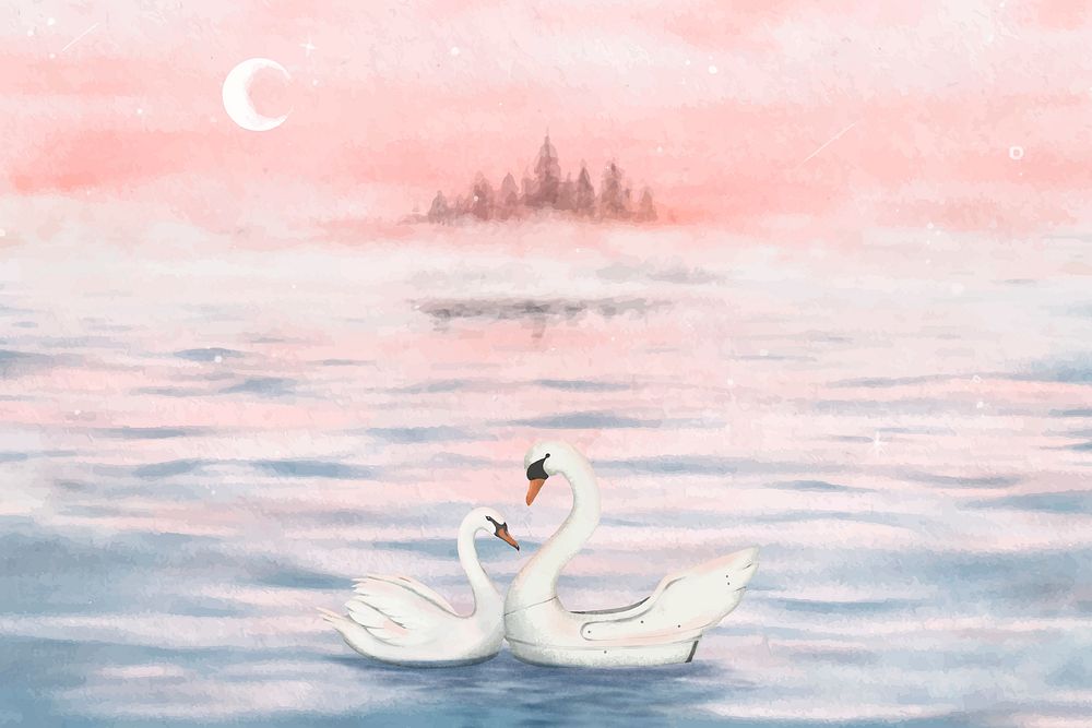 Mute swan lovers background, simple illustration vector
