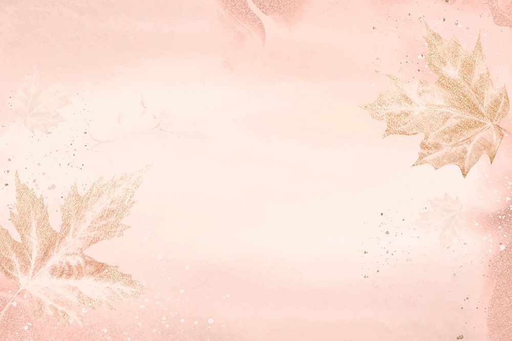 Leaf background, pink pastel botanical design vector