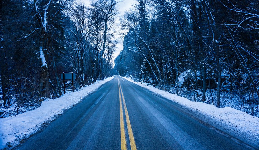 Free empty road in winter image, public domain CC0 photo.