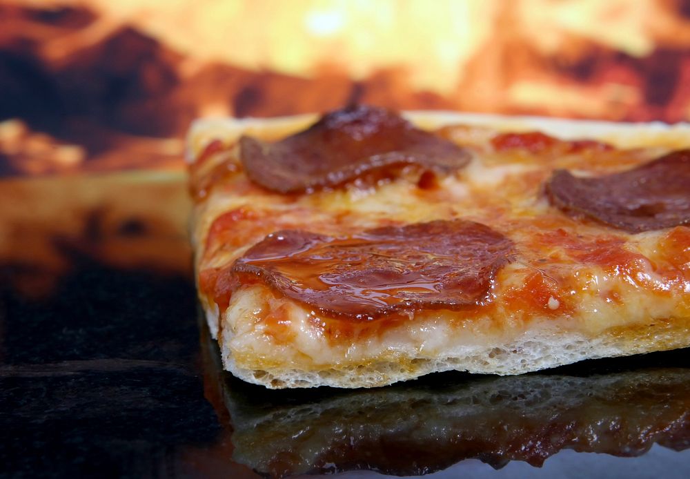 Free close up pizza slice image, public domain food CC0 photo.