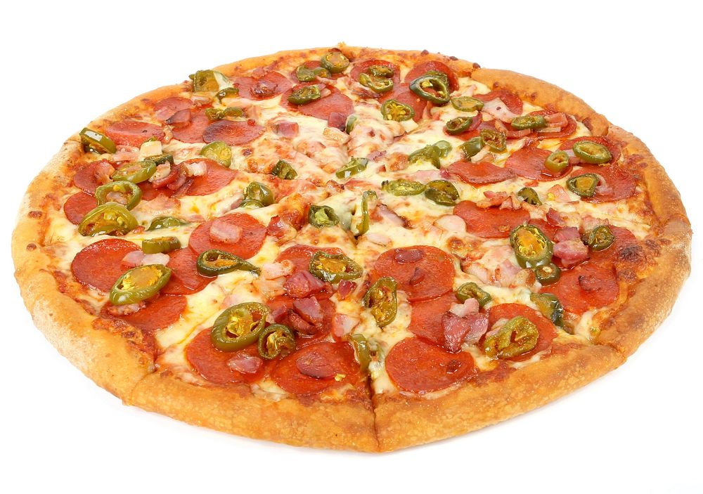 Free spicy ham cheese pizza image