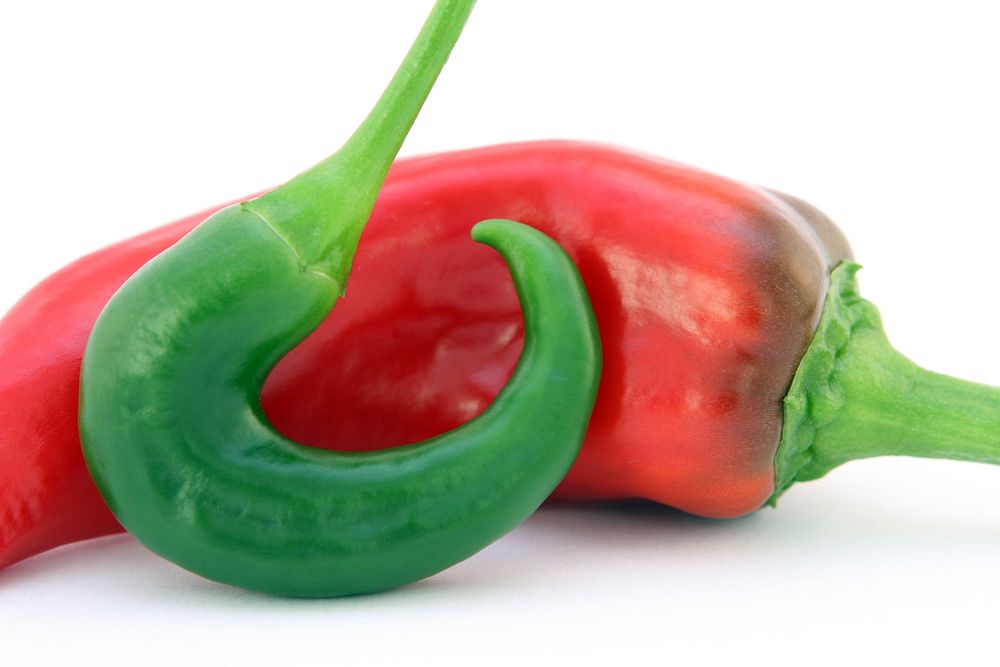 Free green and red chilies image, public domain food CC0 photo.