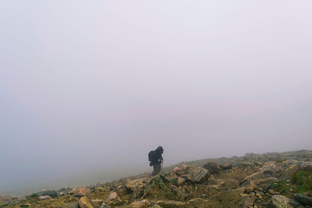 Free person hiking on mountain photo, public domain nature CC0 image.