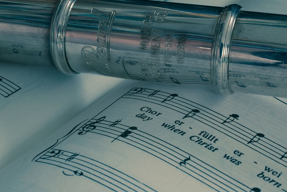 Free flute and musical note image, public domain instrument CC0 photo.