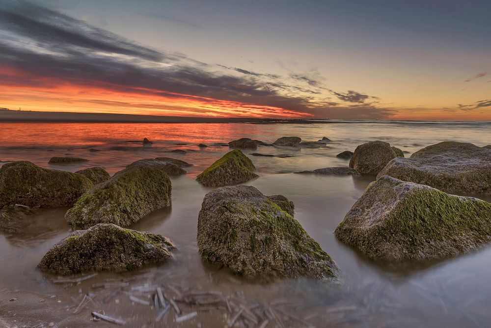 Free sunset by lake photo, public domain nature CC0 image.