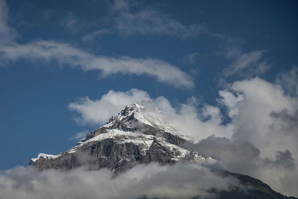 Free snowy mountain peak landscape image, public domain nature CC0 photo.