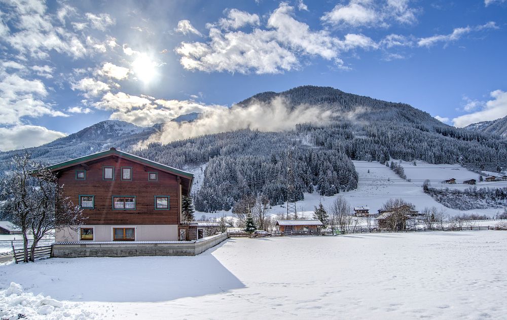 Free Chalet in Austria during winter photo, public domain nature CC0 image.