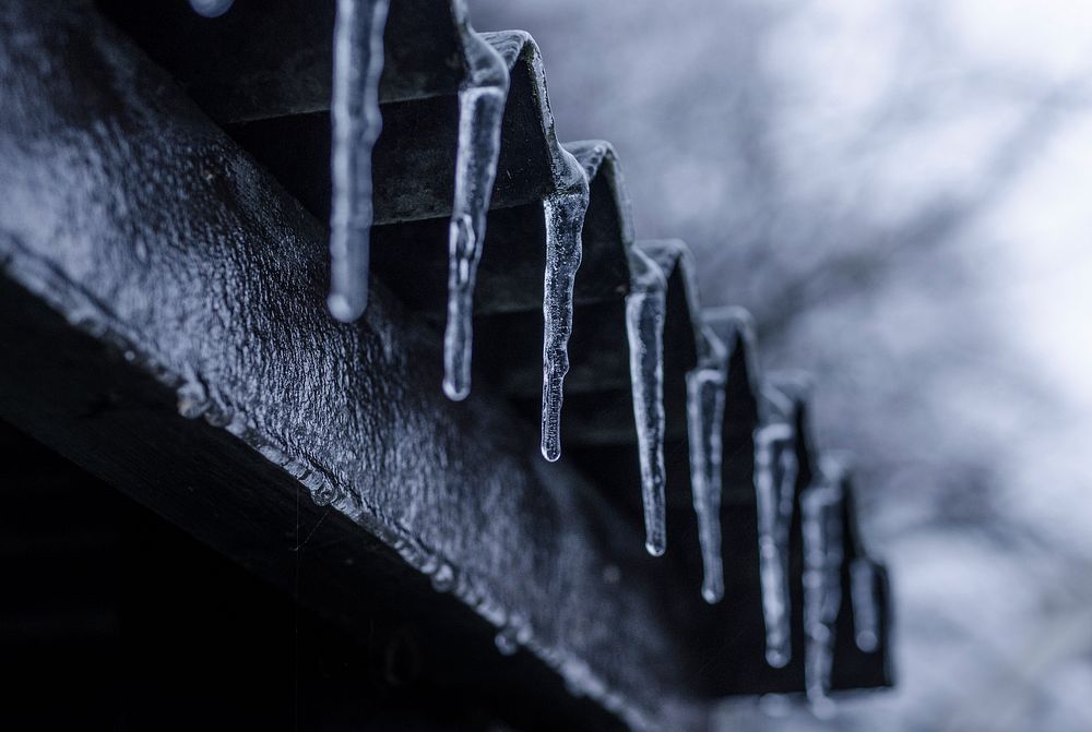 Free row of frosty icicles photo, public domain winter CC0 image.