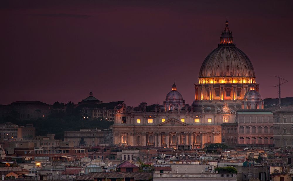 Free rome by night, public domain travel CC0 image.