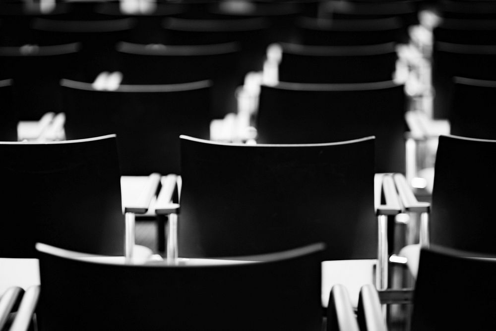 Free empty chairs in hall image, public domain design CC0 photo.