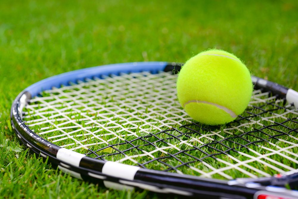 Free tennis racket with ball photo, public domain sport CC0 image.