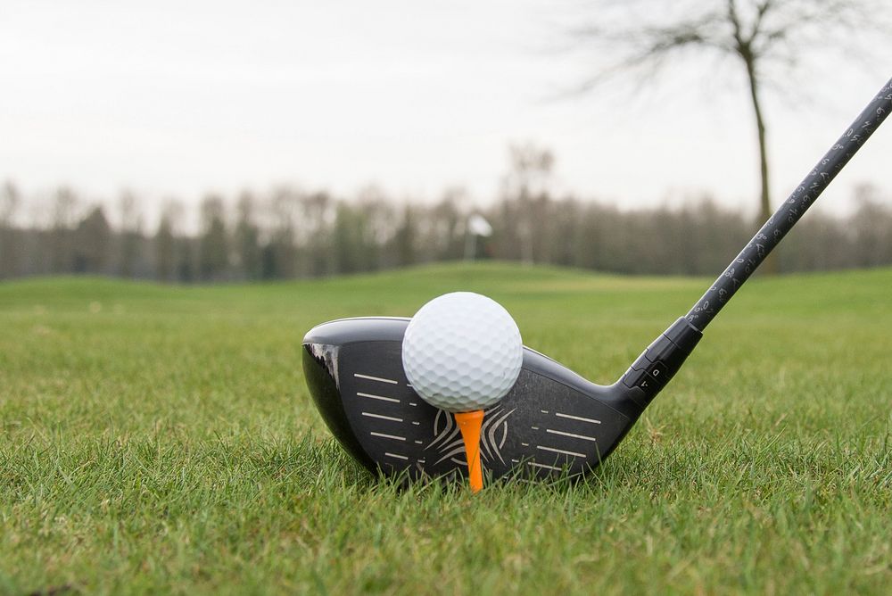Free close-up of golf club and ball photo, public domain sport CC0 image.