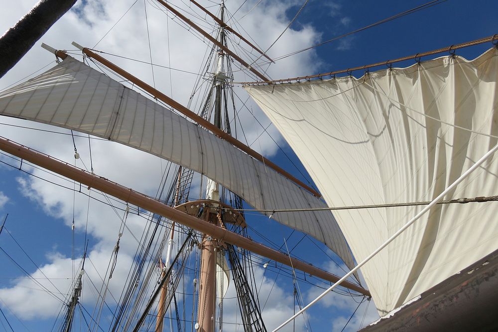 Free view directly upwards of a sailboat mast image, public domain CC0 photo.