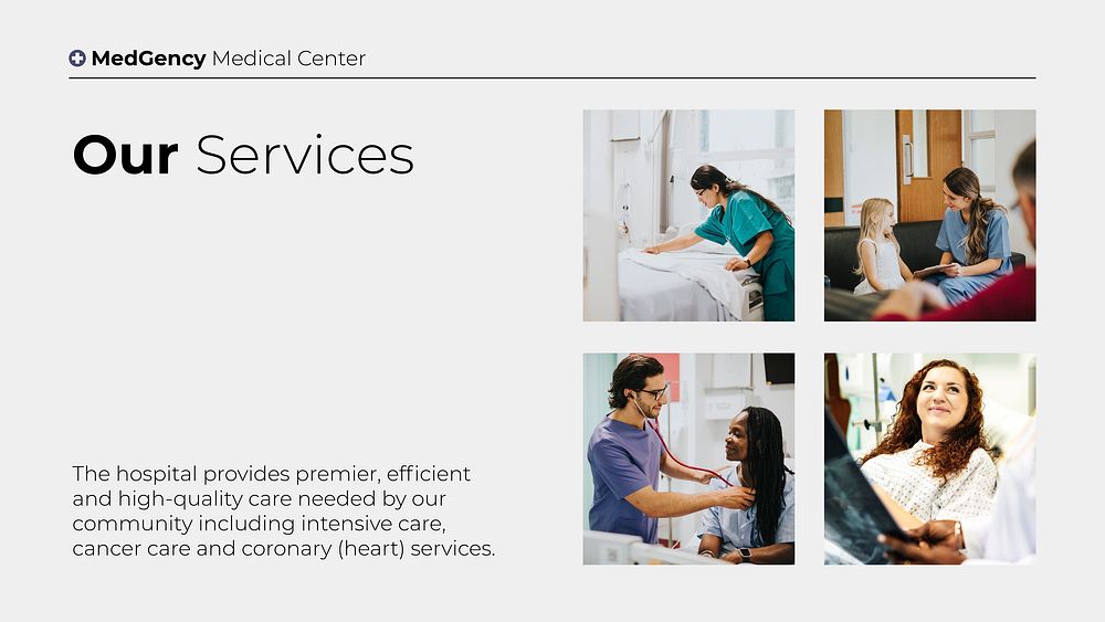 Medical services presentation template, healthcare & hospital design vector