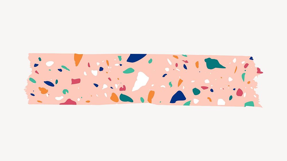 Pink terrazzo washi tape marble pattern collage sticker element for scrapbook and digital journal vector
