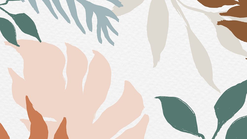 Leaf desktop wallpaper, aesthetic watercolor pastel background