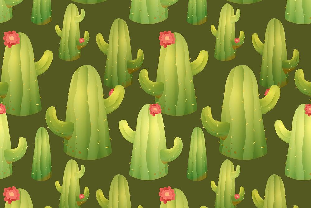 Cactus seamless pattern background design vector