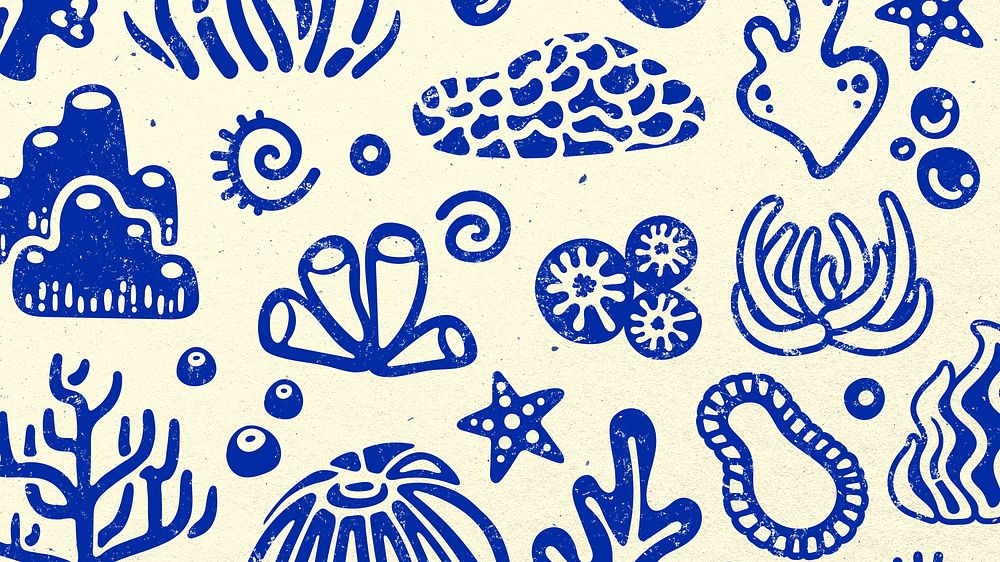 Blue ocean computer wallpaper, coral reef background 