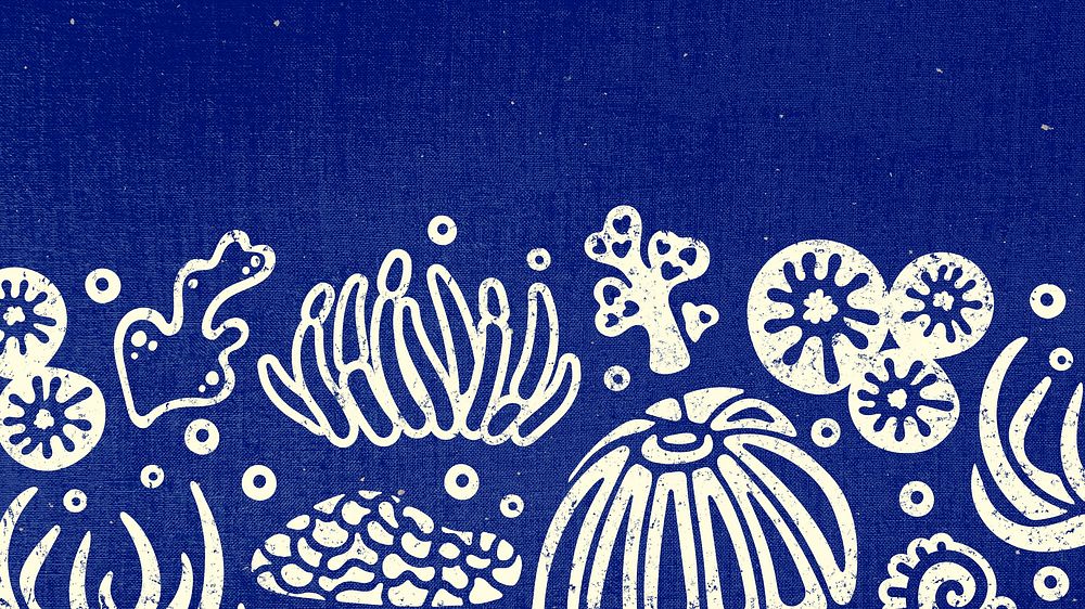 Underwater desktop wallpaper, coral reef background in blue