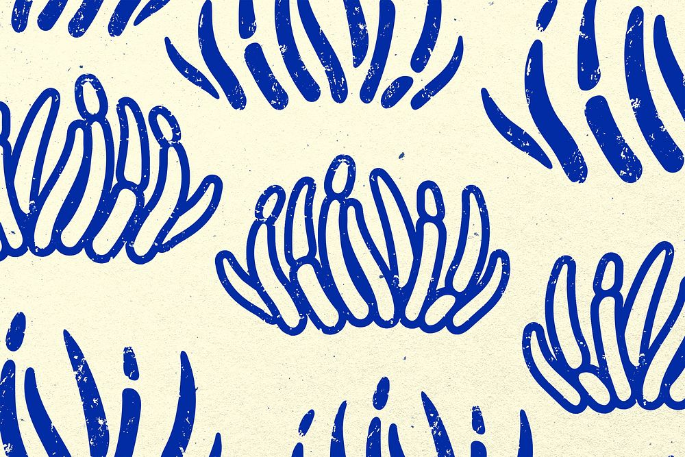 Blue coral background, cute ocean & marine life illustration psd