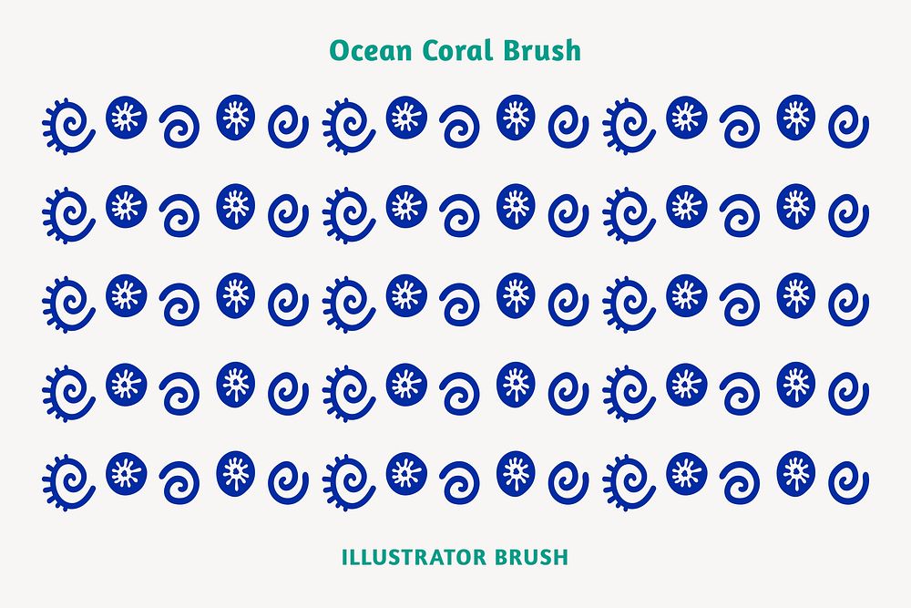 Ocean coral pattern brush, blue border vector, compatible with AI