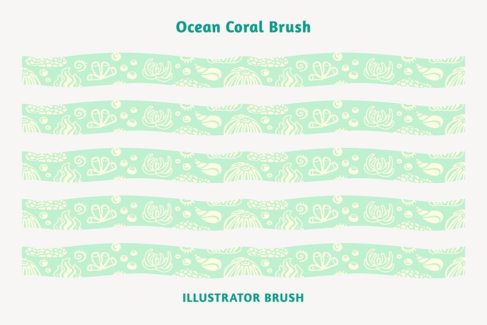 Sea creature pattern brush, pastel green border vector, compatible with AI