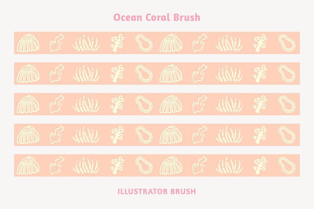 Cute sea creature pattern brush, pastel orange border vector, compatible with AI