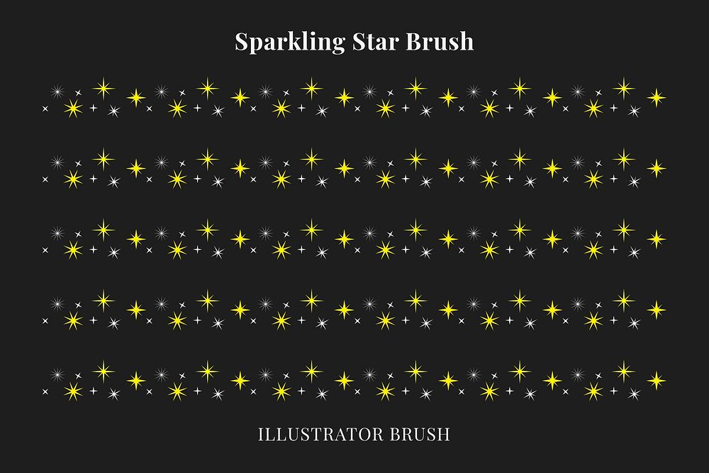 Sparkling star pattern illustrator brush, festive gold vector add-on set