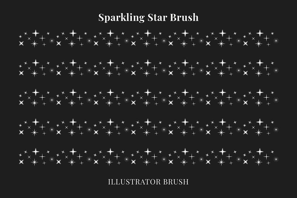 Sparkling star pattern illustrator brush, festive silver vector add-on set