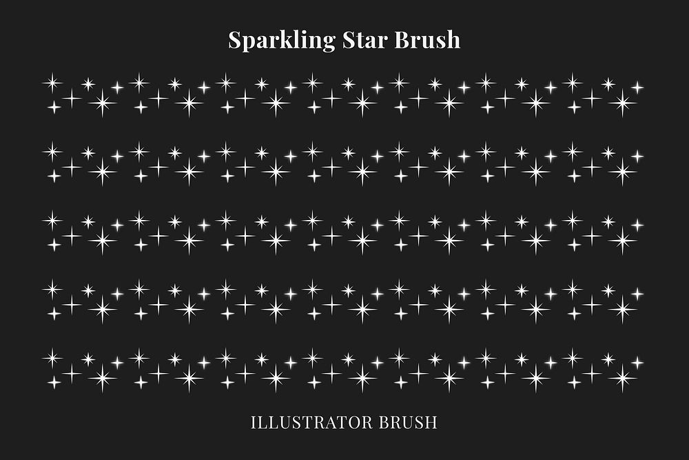 Sparkling star pattern illustrator brush, festive silver vector add-on set