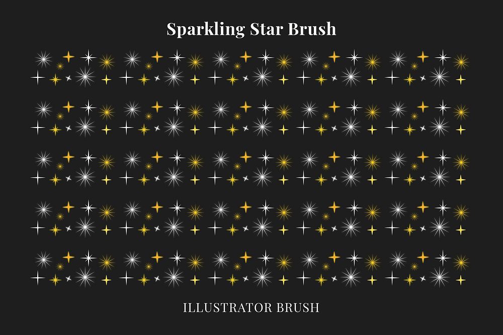 Sparkling star pattern illustrator brush, festive glittering vector add-on set