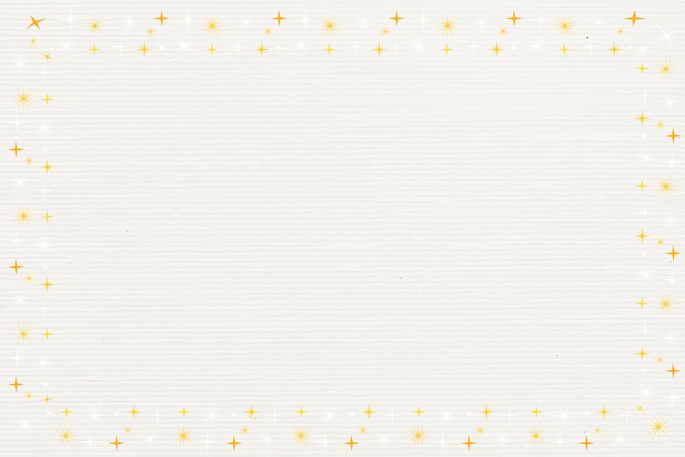 Gold stars frame, white background, cute design borders psd