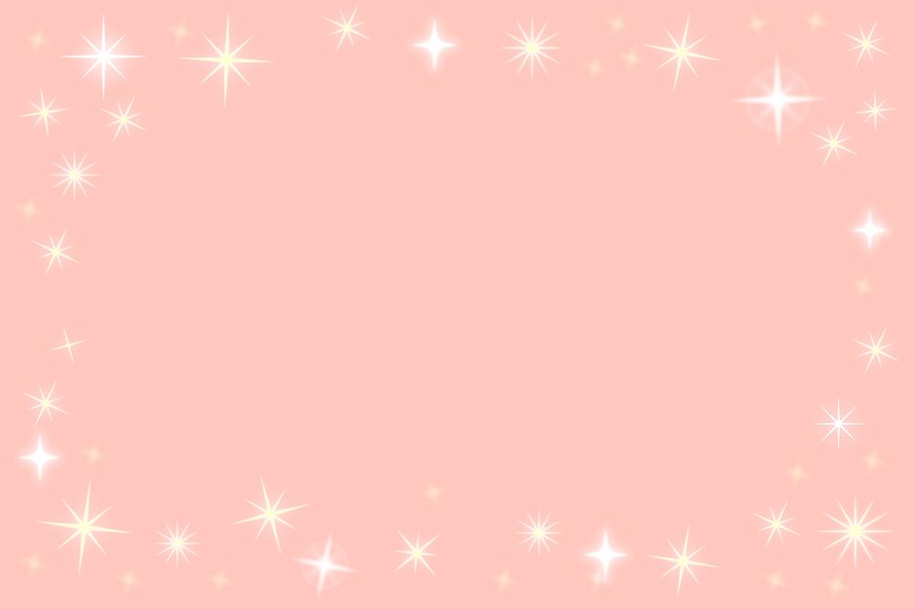 White stars frame, pink background, cute festive design borders