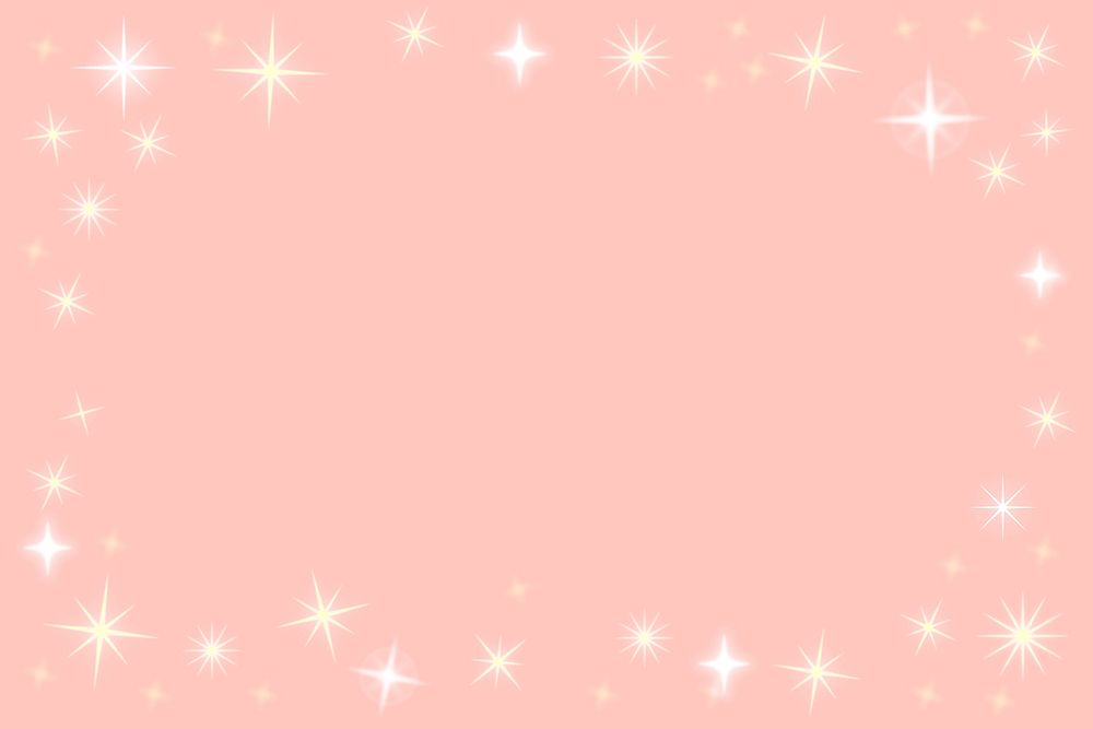 White stars frame, pink background, cute festive design borders vector