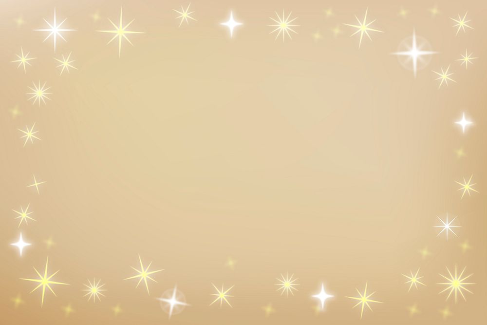 Gold stars frame background, festive design borders vector
