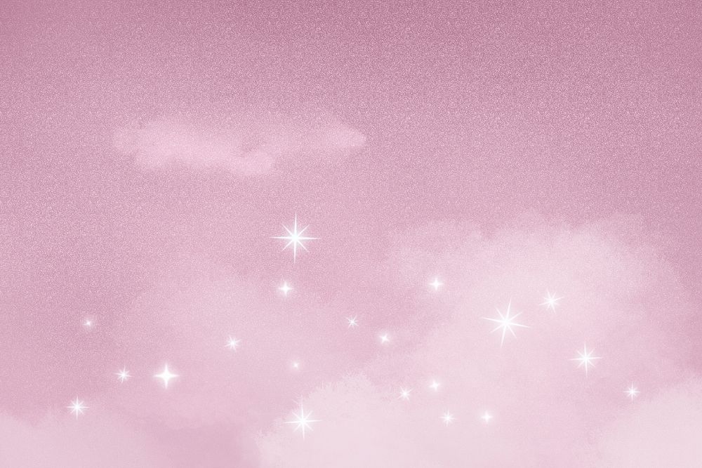 Glittery sky background, aesthetic sparkling stars in pink design