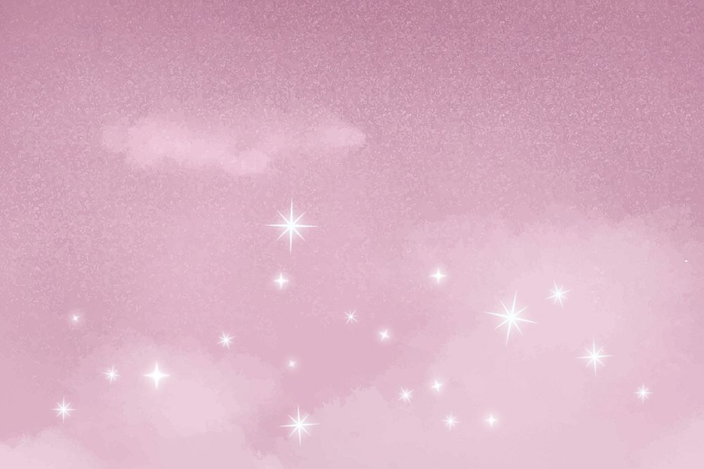 Aesthetic sky background, sparkling stars in pink design vector