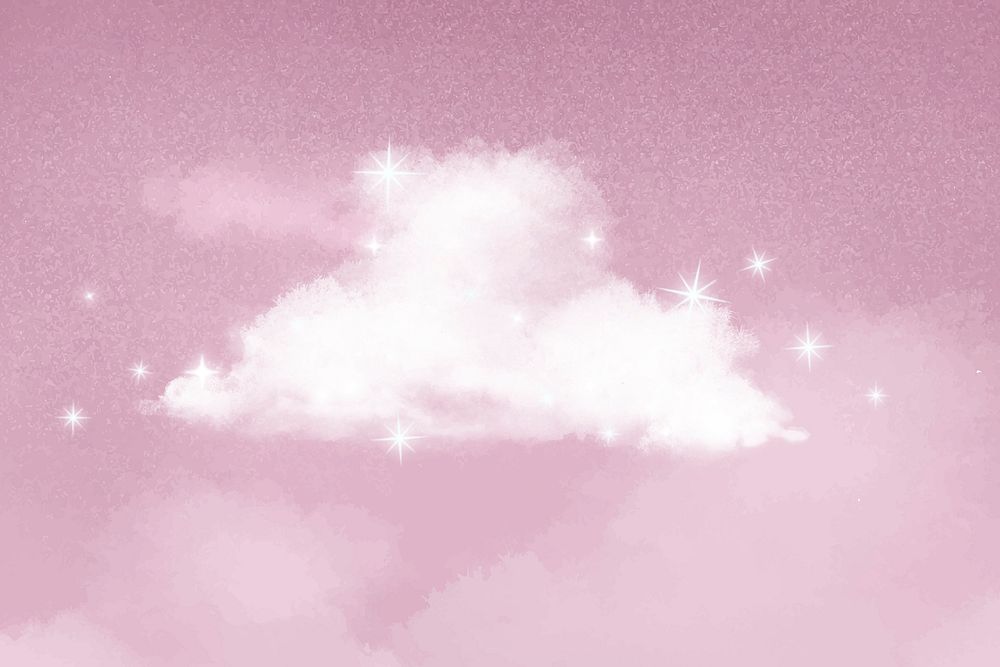Aesthetic sky background, glittering cloud in pink design vector