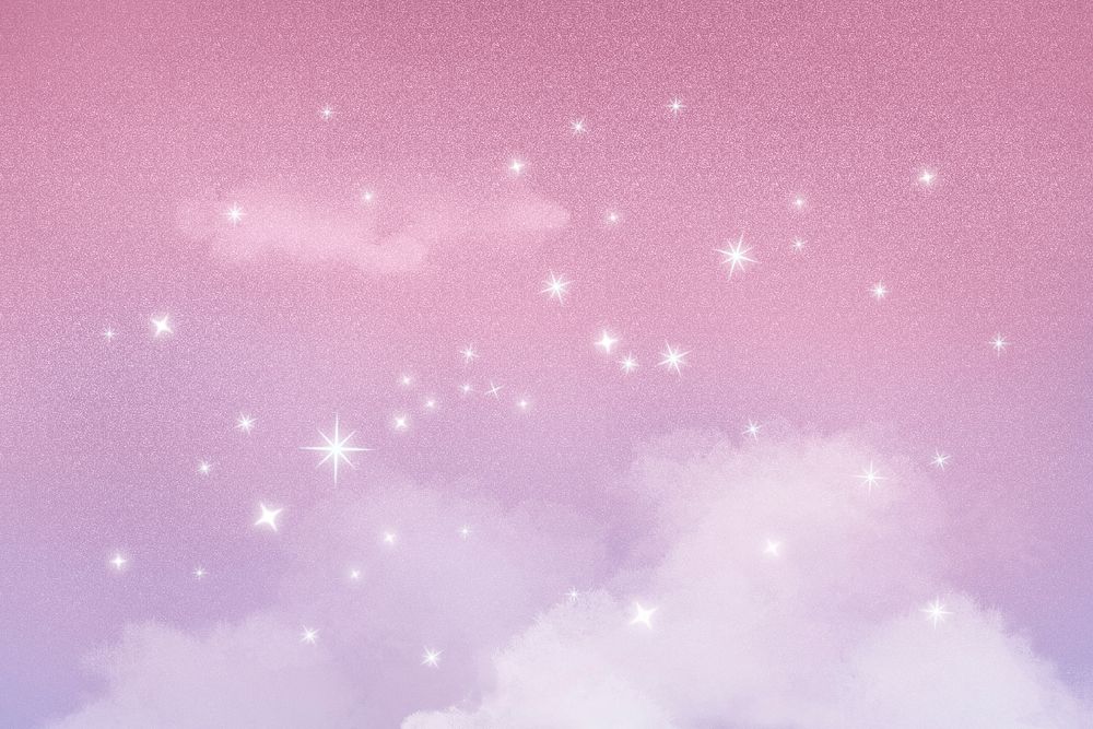 Aesthetic sky background, sparkling stars in pink design
