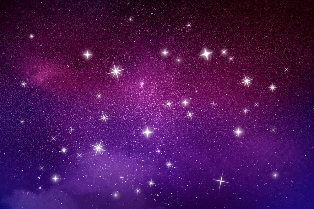 Galaxy background, aesthetic sparkling dark purple sky design vector