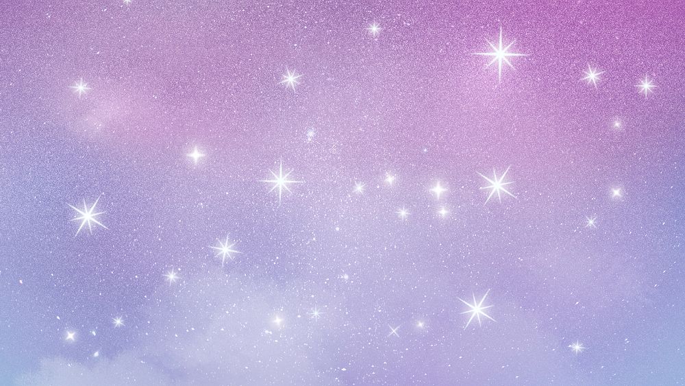 Sky aesthetic desktop wallpaper, pink background with sparkling stars