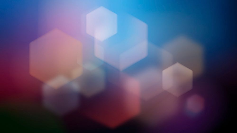 Colorful bokeh desktop HD wallpaper, geometric hexagon, gradient aesthetic design